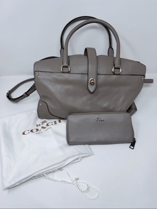 Coach Handbags - Coach Gray Pebbled Leather Satchel with Matching Wallet
